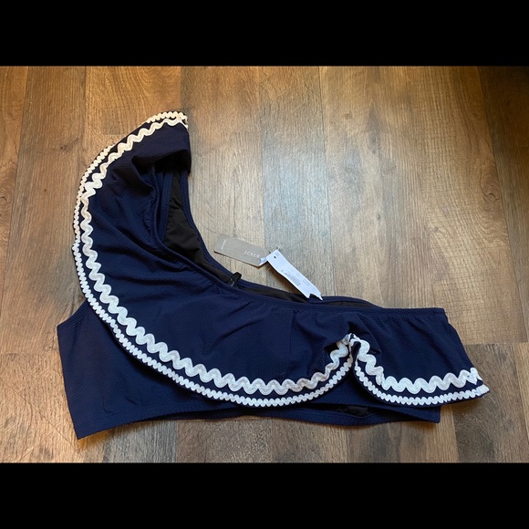 J. Crew One Shoulder Pique RicRac Swim Top - Picture 2 of 2